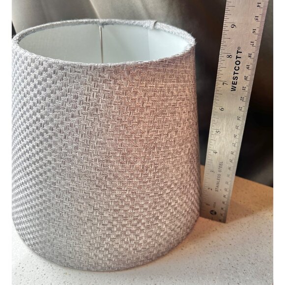 Hobnail Milk Glass & Wood Table Lamp With Textured Fabric Shade VTG Midcentury - Picture 9 of 12